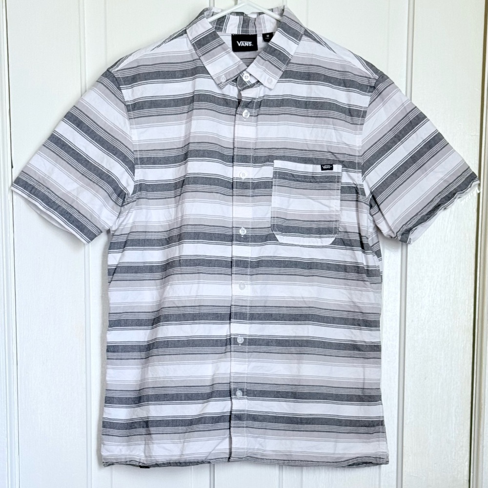 Vans Men's Gray Striped Shirt Medium